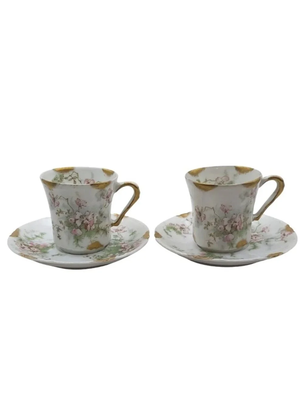 Haviland Limoges Apple Blossom Schleiger 146 Demitasse Cup & Saucer Set Of 2